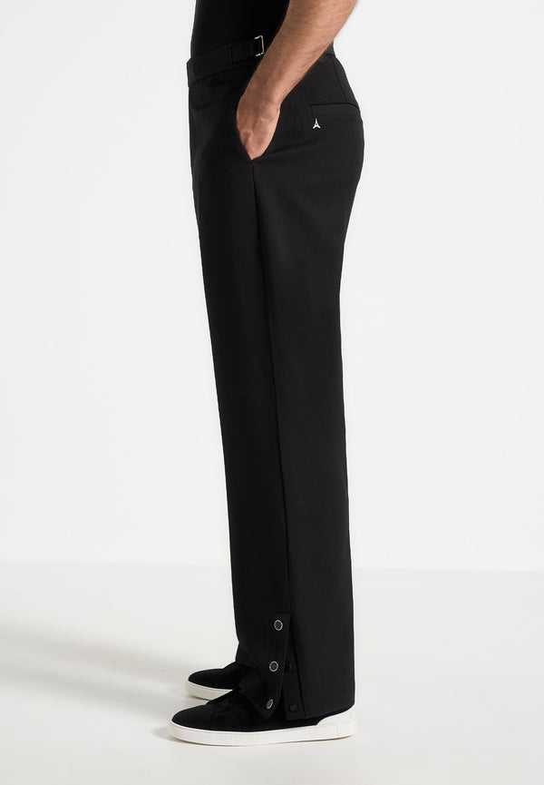 Boris - Relaxed Fit Tailored Button Cuff Trousers - Black