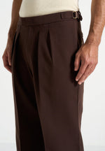 P⁠ierre - Relaxed Fit Pleated Tailored Trousers - Brown