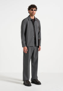 Leo - Hatched Tailored Overshirt - Grey