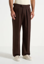 P⁠ierre - Relaxed Fit Pleated Tailored Trousers - Brown