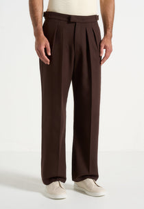 P⁠ierre - Relaxed Fit Pleated Tailored Trousers - Brown