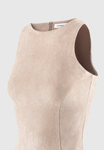 Adele - Suede Racer Neck Bodysuit - Taupe