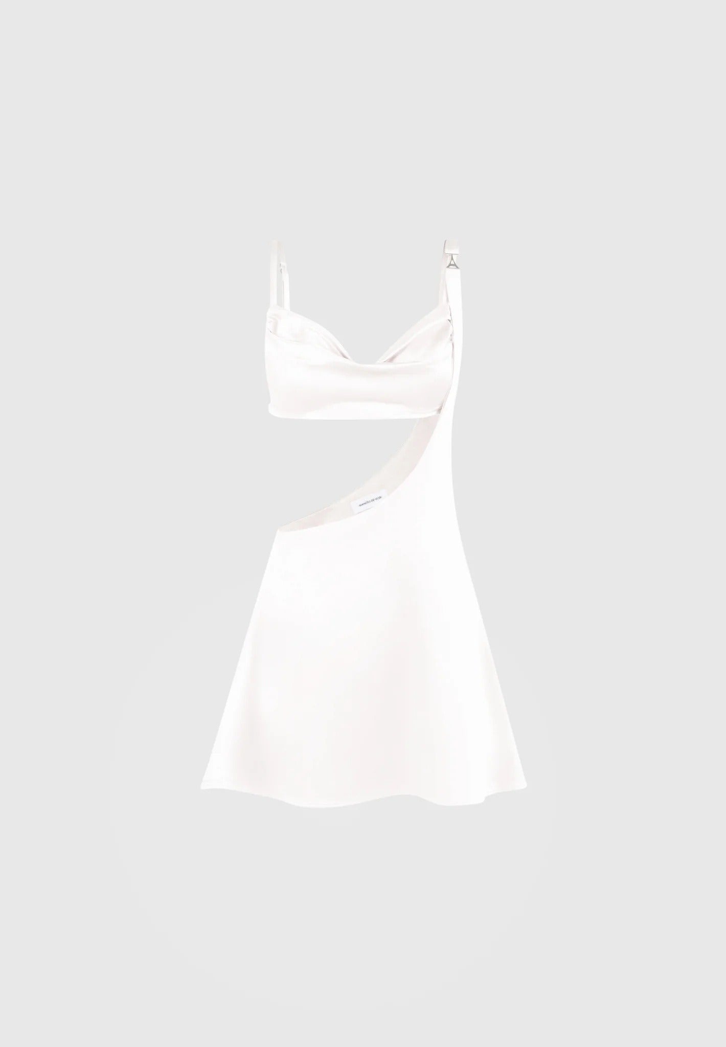 Satin Bralette Fluted Mini Dress - Pearl