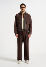 P⁠ierre - Relaxed Fit Pleated Tailored Trousers - Brown