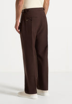 P⁠ierre - Relaxed Fit Pleated Tailored Trousers - Brown