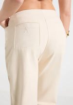 Pleated Mid Rise Straight Leg Jeans - Cream