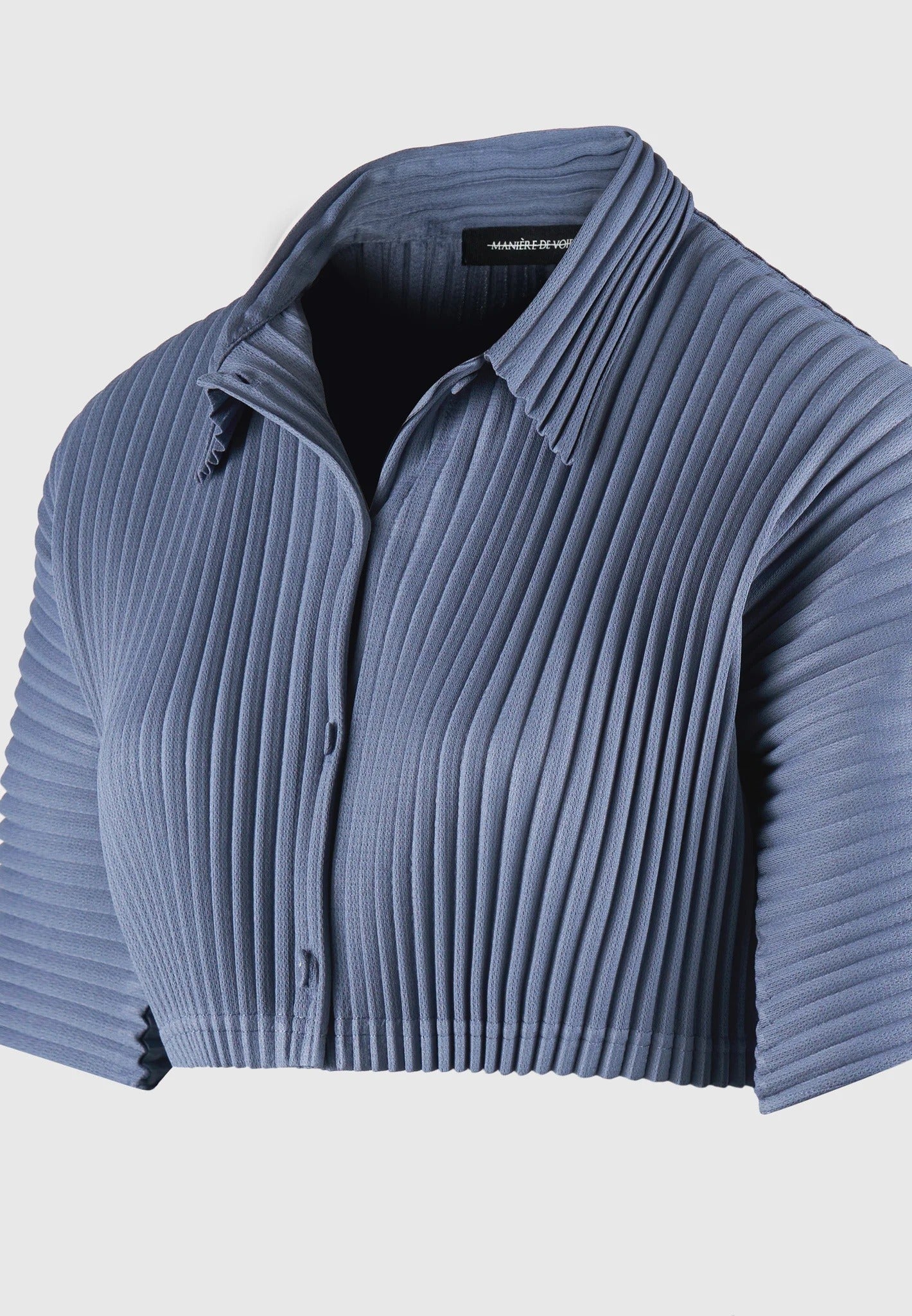 Mona - Pleated Cropped Shirt - Black