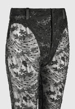 Embellished Lace Fit and Flare Pants - Black