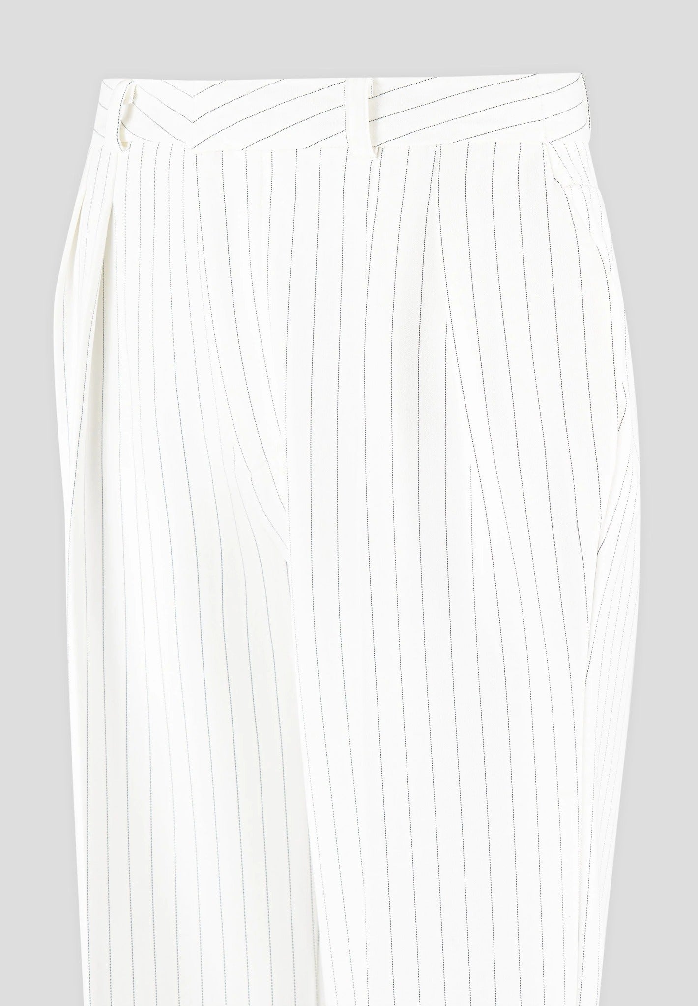 Julie - Pinstripe Twin Pleat Tailored Pants - White