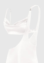 Satin Bralette Fluted Mini Dress - Pearl