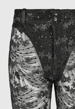 Embellished Lace Fit and Flare Pants - Black