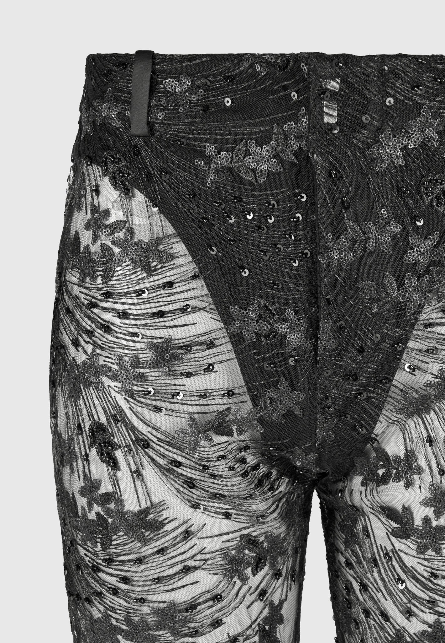 Embellished Lace Fit and Flare Pants - Black