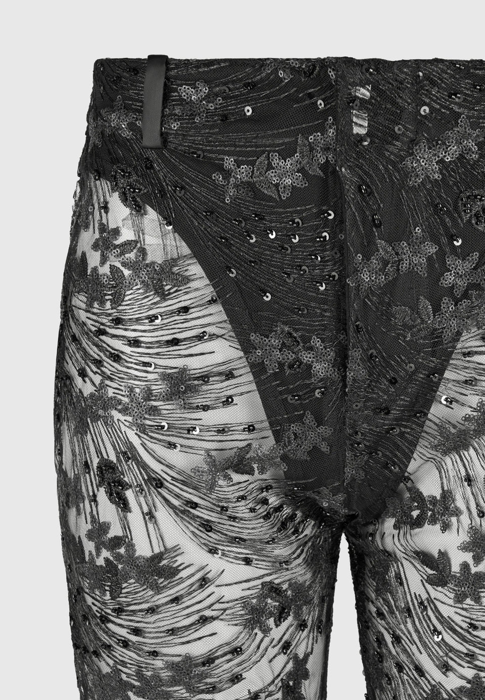 Embellished Lace Fit and Flare Pants - Black