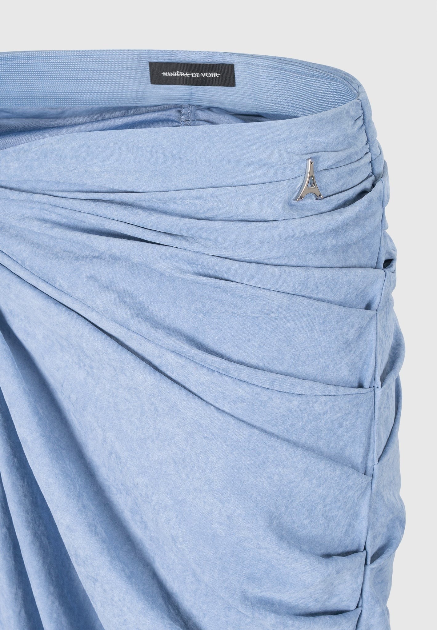 Asymmetric Drape Midaxi Skirt - Blue