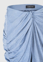 Asymmetric Drape Midaxi Skirt - Blue