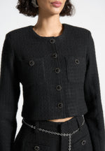 celine-cropped-tweed-jacket-with-pearls-black