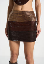 rhinestone-ombre-mini-skirt-brown-gold