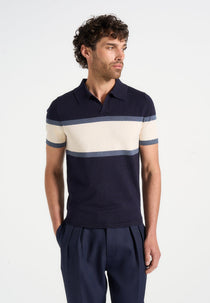 E⁠nzo - Colour Block Polo Top - Navy