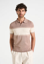 enzo-colour-block-polo-top-taupe