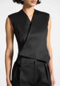 L⁠aurence - Sateen Wrap Waistcoat - Black