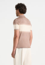 Enzo - Colour Block Polo Top - Taupe