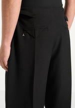 Lior - Box Pleat Wide Leg Trousers - Black