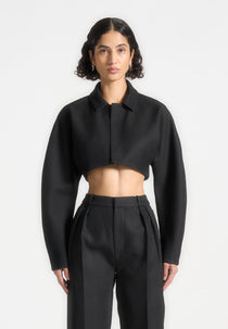 Elya - Tailored Super Cropped Jacket - Black