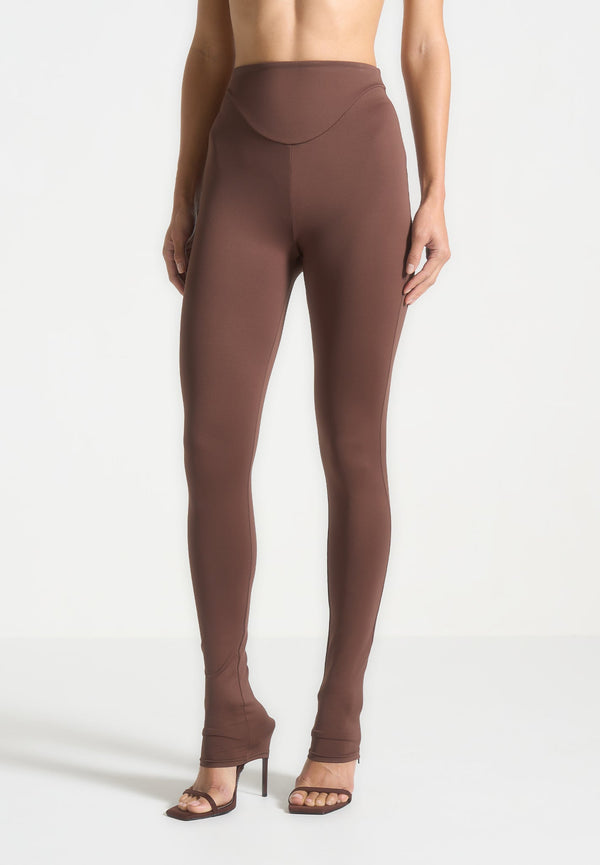 Chloe - High Waisted Leggings - Brown