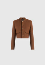 Evana - Structured Wool Jacket With Mixed Buttons - Rust
