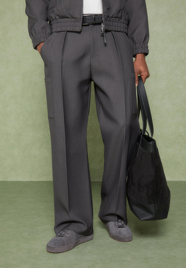 Luca - Relaxed Fit Pleated Pocket Trousers - Grey