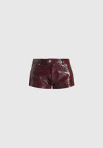 Samia - Cracked Patent Mini Shorts - Red