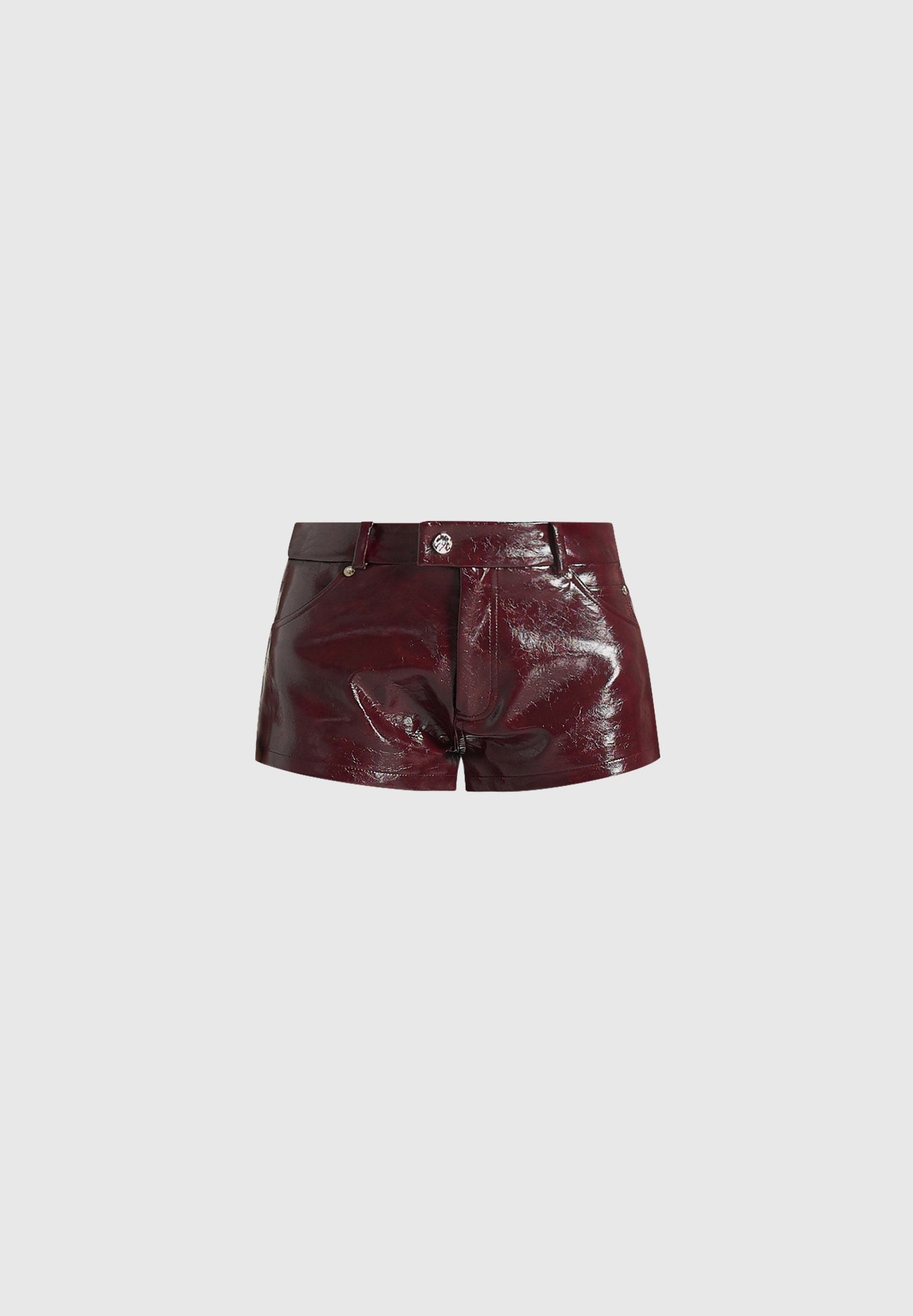 samia-cracked-patent-mini-shorts-red