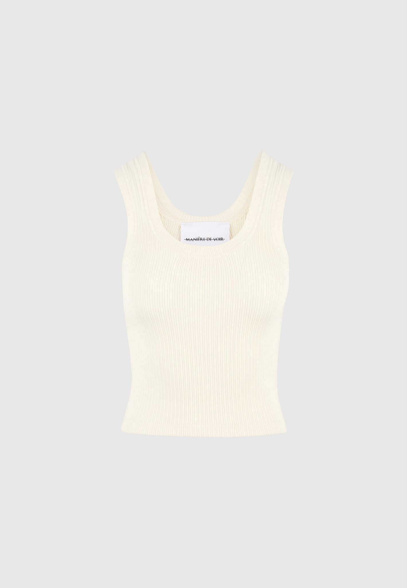 VS001 - Scoop Neck Ribbed Cotton Vest - Cream