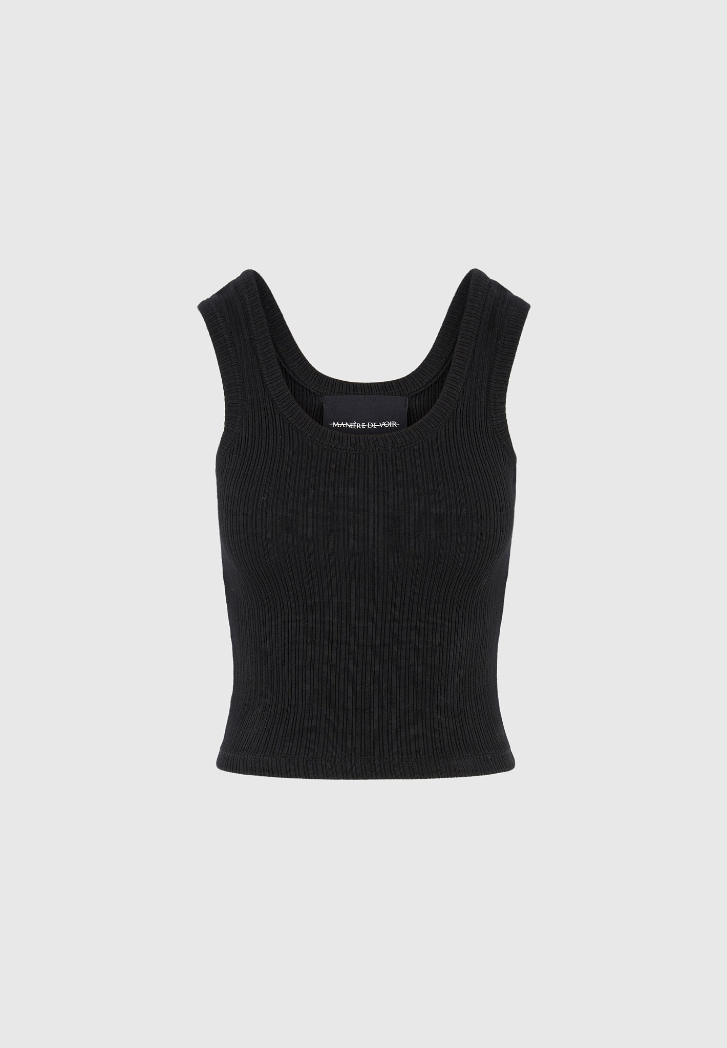 VS001 - Scoop Neck Ribbed Cotton Vest - Black