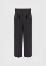 Pierre - Relaxed Fit Twin Pleat Tailored Trousers - Black
