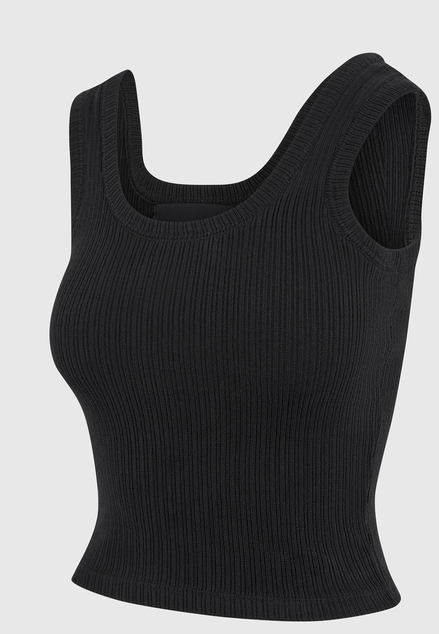 Liane - Scoop Neck Ribbed Vest - Black