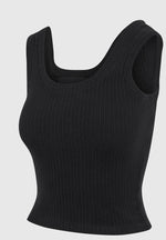Liane - Scoop Neck Ribbed Vest - Black
