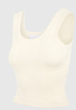 VS001 - Scoop Neck Ribbed Cotton Vest - Cream
