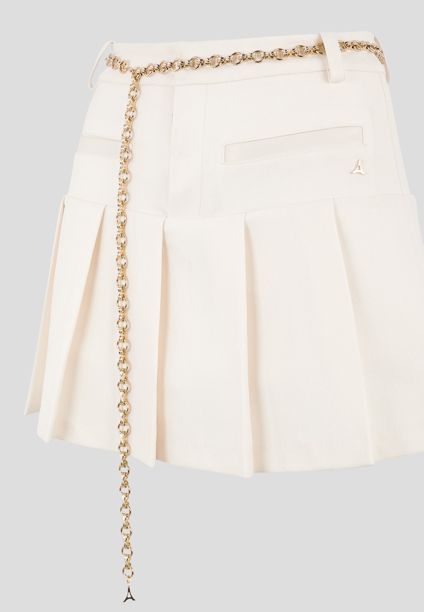 Elise - Tailored Pleated Skort with Belt - Cream