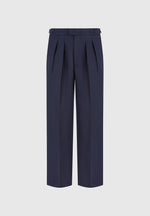 Pierre - Relaxed Fit Pleated Tailored Pants - Navy
