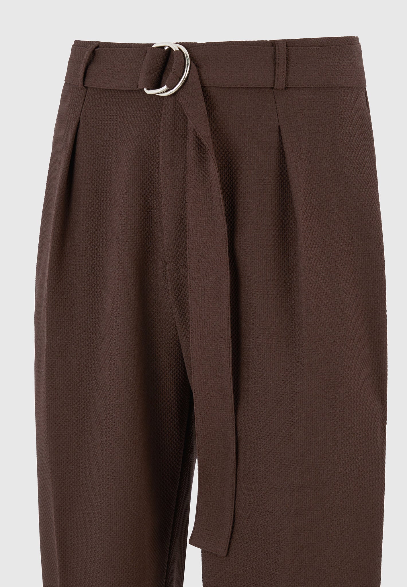 relaxed-fit-textured-belted-tailored-trousers-brown