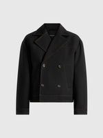 Mika - Unisex Tailored Double Breasted Jacket With Contrast Stitch - Black