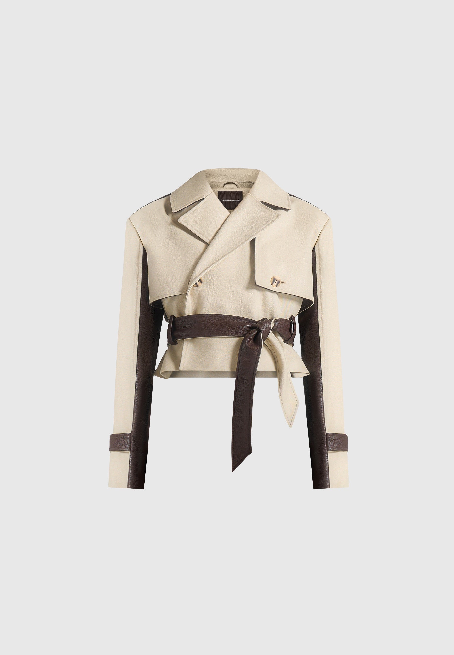 Lelia - Cropped Gabardine Trench Coat With Belt - Beige/Brown