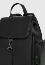 Maloé - Pebbled Leather Eiffel Clasp Backpack - Black
