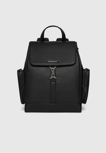 Taylor - Pebbled Leather Eiffel Clasp Backpack - Black