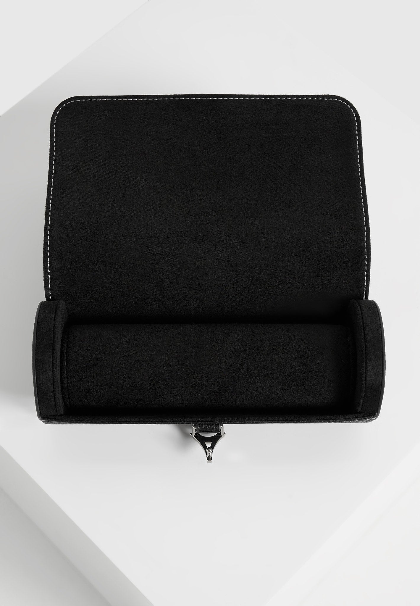 Fred - Pebbled Leather Contrast Stitch Watch Roll - Black