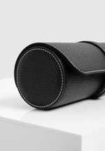 Fred - Pebbled Leather Contrast Stitch Watch Roll - Black