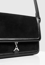 Misha - Suede & Leather Crossbody Bag - Black