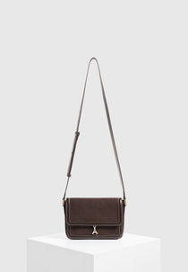 AC003 - Suede & Leather Crossbody Bag - Brown