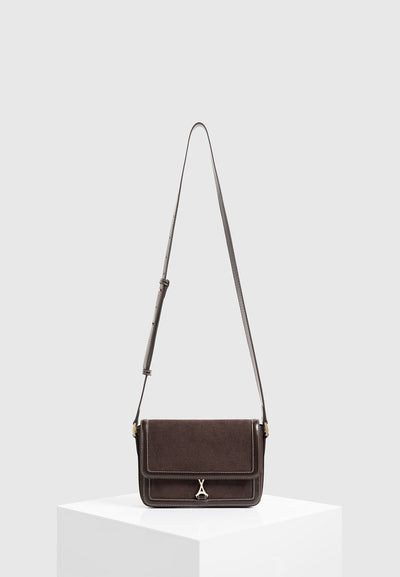 Misha - Suede & Leather Crossbody Bag - Brown